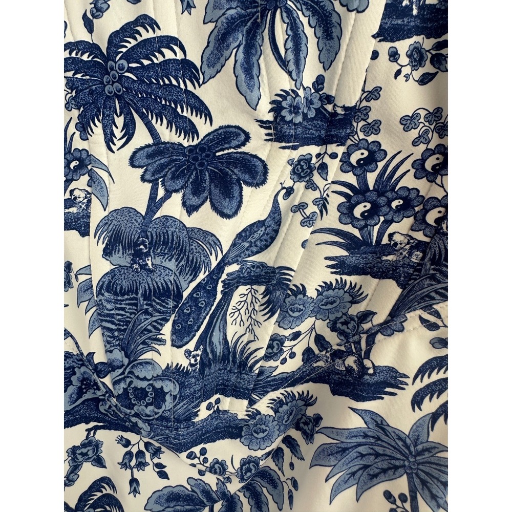 STAUD Adelaide Blue Toile One Piece Swimsuit Corset Boning M Tropical Dog Print - Picture 13 of 14